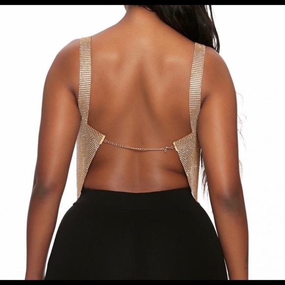 NWT sexy cropped top with rhinestones - Picture 2 of 2